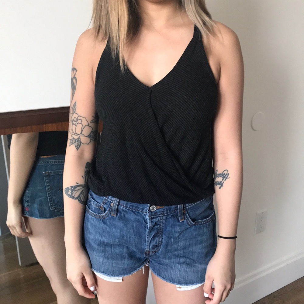PROJECT SOCIAL T Black wrap tank top